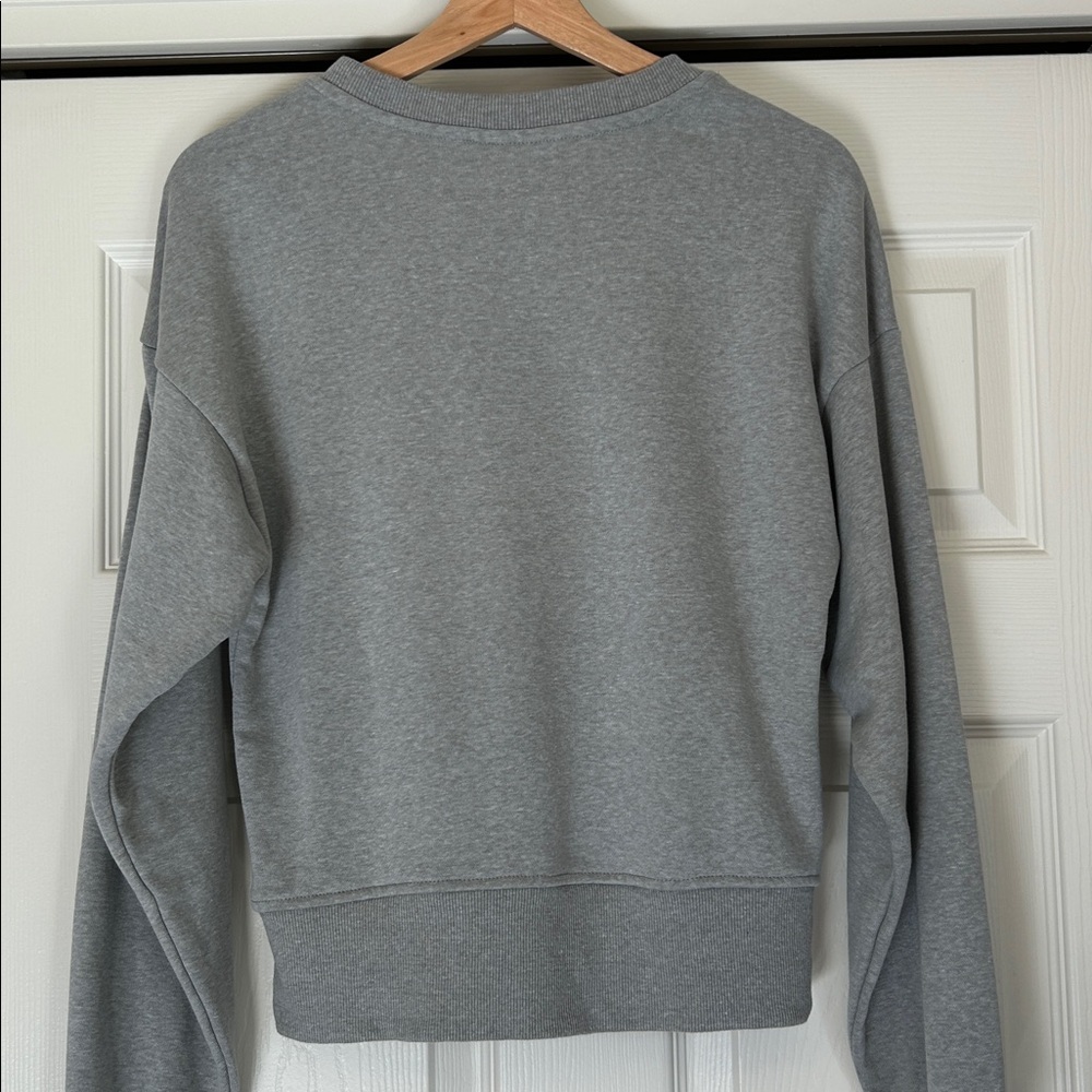 Wrangler XS Retro Logo Heather Gray Crewneck with Bright Pink Writing - Picture 2 of 5